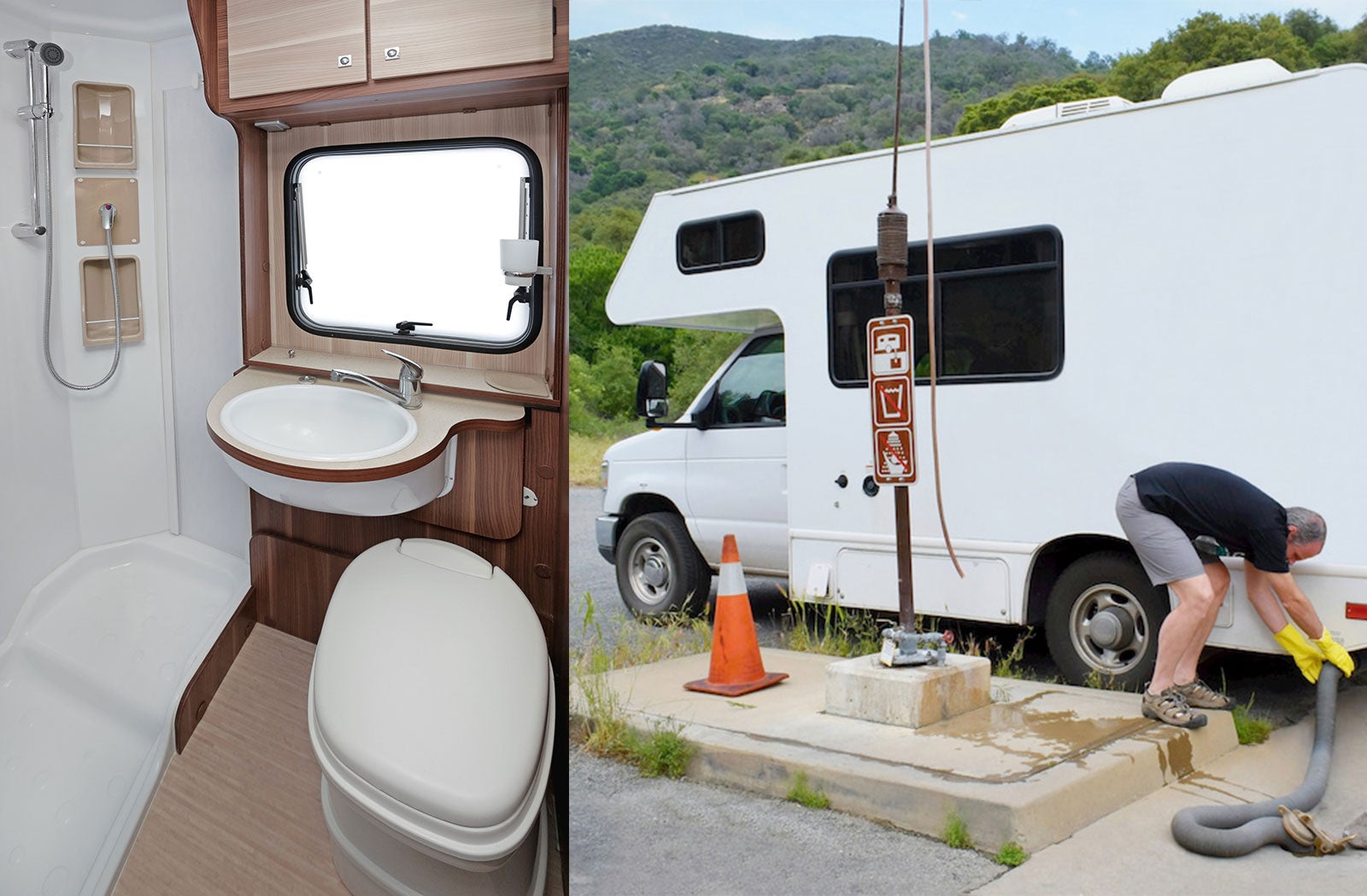 Portable RV/camper toilet and holding tank setup in Benton Harbor, Michigan